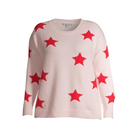 Heart N' Crush Women's Plus Size Star Print Crewneck Pullover Sweater - Picture 7 of 10